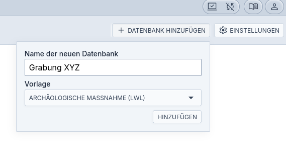 Anlegen einer neuen Grabung