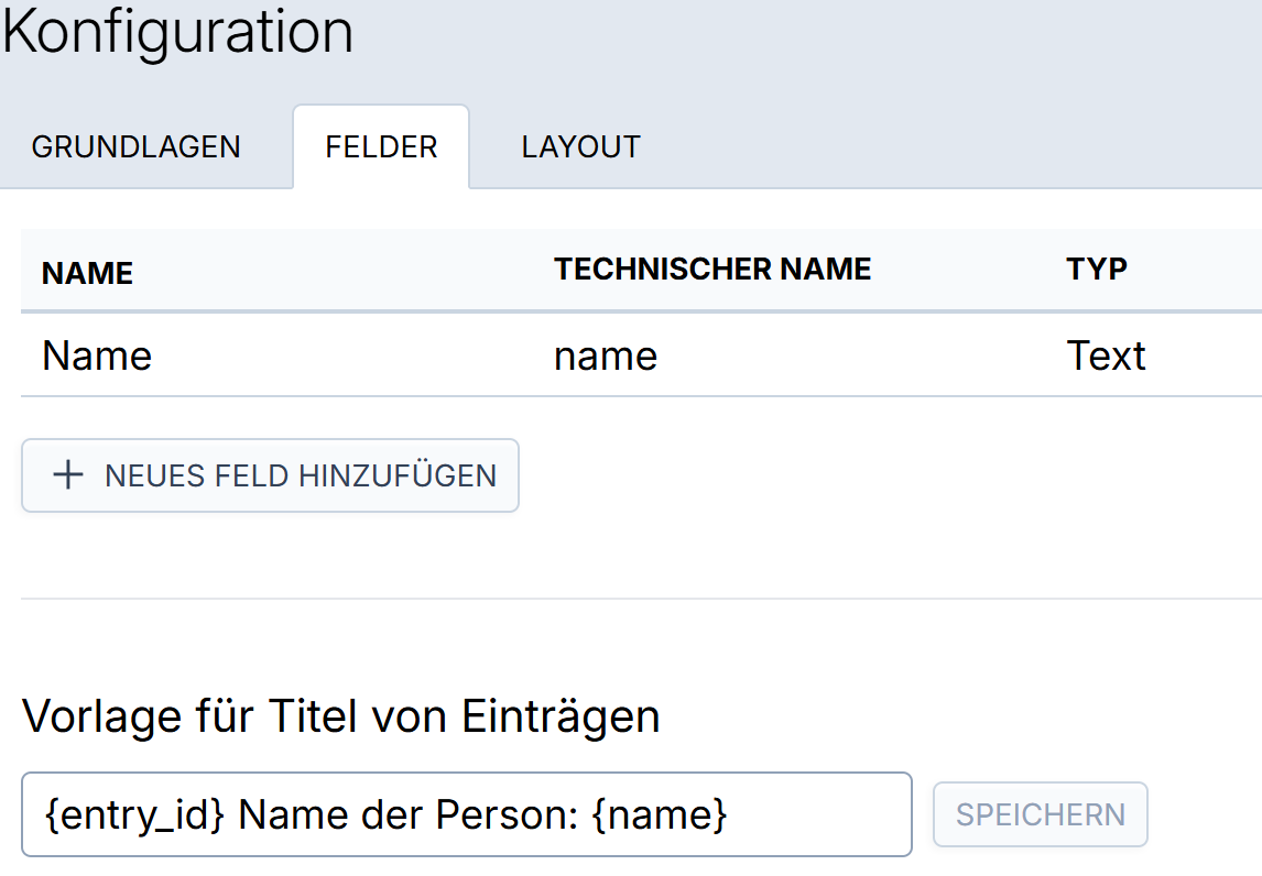 Titel-Vorlage konfigurieren